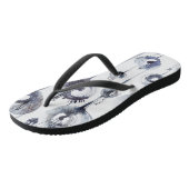 Blauw grijs abstract bloemenverenvormig grafisch p teenslippers (Schuin)