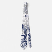 Blauw grijs Abstract cirkelpatroon Stropdas (Voorkant)