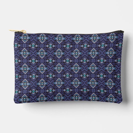 Blauw Grijs Abstract Diamant Patroon Etui (Voorkant)