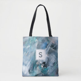 Blauw Grijs Abstract Hedendaagse Kunst Tote Bag
