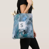 Blauw Grijs Abstract Hedendaagse Kunst Tote Bag (Dichtbij)