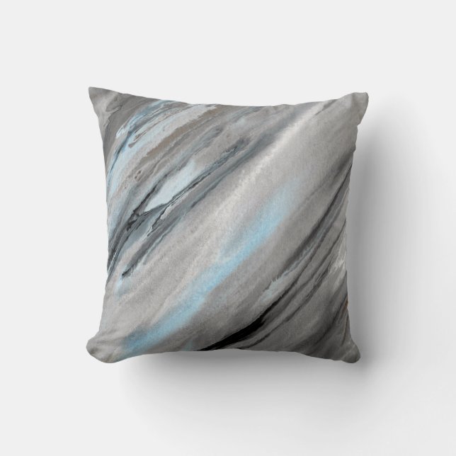 Blauw Grijs Abstract Kussen (Voorkant)