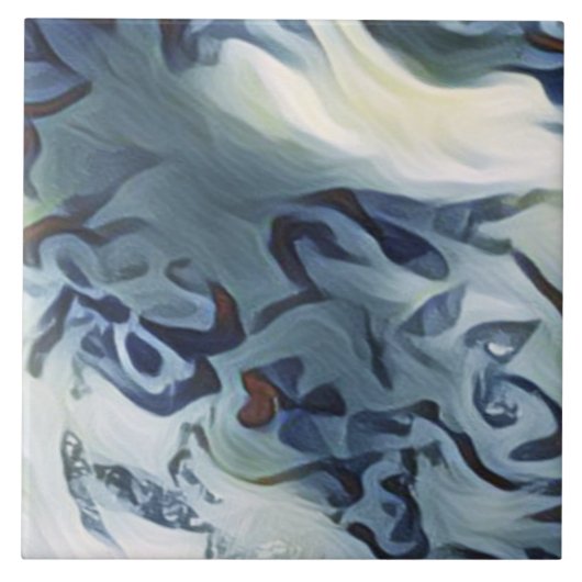 blauw grijs Abstract patroon Tegeltje (Voorkant)