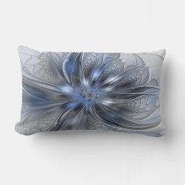 Blauw Grijs Aquarel Abstract Bloemachtig Fractaal  Kussen