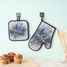 Blauw Grijs Aquarel Abstract Bloemachtig Fractaal 
