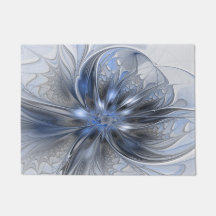 Blauw Grijs Aquarel Abstract Bloemachtige Fractale