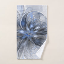 Blauw Grijs Aquarel Abstract Bloemmotief Fractale 