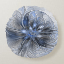 Blauw Grijs Aquarel Abstract Bloemmotief Fractale 