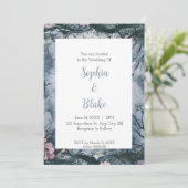 Blauw Grijs Aquarel Gotische Bruiloft Kaart (Staand voorkant)