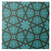  blauw grijs Arabisch Egypte geometrisch patroon Tegeltje (Voorkant)