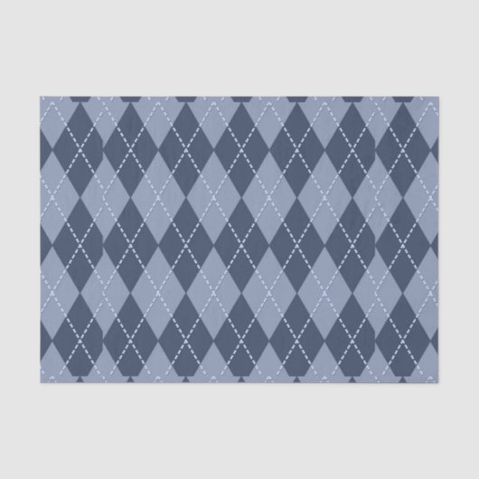 Blauw Grijs Argyle Tissuepapier (Voorkant)