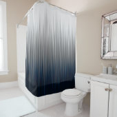 Blauw Grijs Asymmetrisch Pleat Stripe Print Douchegordijn (In situ)