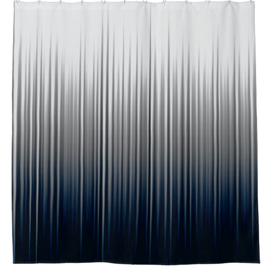 Blauw Grijs Asymmetrisch Pleat Stripe Print Douchegordijn (Voorkant)