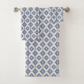 Blauw grijs Aztec patroon betegeld Bad Handdoek (Insitu)