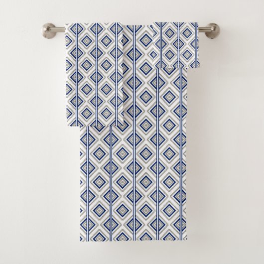 Blauw grijs Aztec patroon betegeld Bad Handdoek (Insitu)