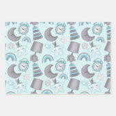 BLAUW & GRIJS BABY JONGEN ITEMS SPEELGOED STERREN INPAKPAPIER VEL (Voorkant)