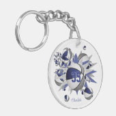 blauw grijs basketbal blowout meisjes jersey numme sleutelhanger (Voorkant Links)