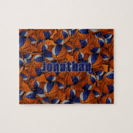 Blauw grijs basketbal jongens meisjes team kleuren legpuzzel