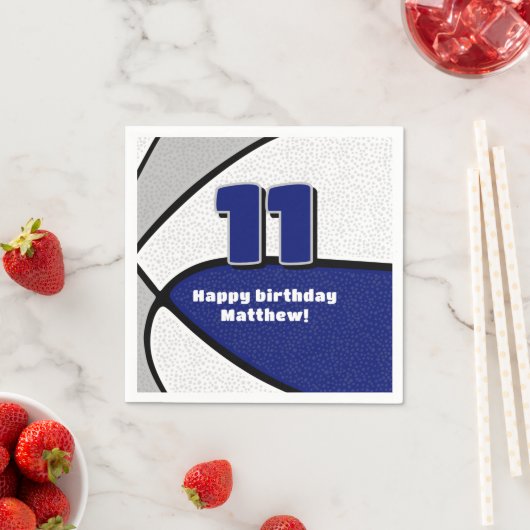 Blauw Grijs Basketbal Meisjes Jongens Sportfeest Servet (Insitu)