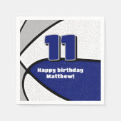 Blauw Grijs Basketbal Meisjes Jongens Sportfeest Servet (Voorkant)