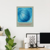 Blauw Grijs Basketbal Motivatie Uniek Poster (Thuiskantoor)