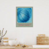 Blauw Grijs Basketbal Motivatie Uniek Poster (Keuken)
