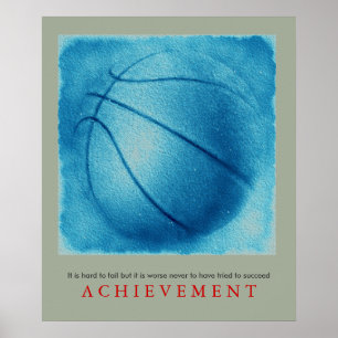 Blauw Grijs Basketbal Motivatie Uniek Poster