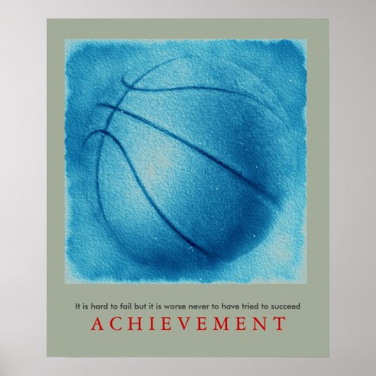 Blauw Grijs Basketbal Motivatie Uniek Poster (Voorkant)