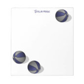 Blauw Grijs Basketbal Team Kleuren Aangepaste Naam Notitieblok (Voorkant)