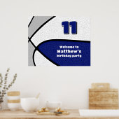 Blauw Grijs Basketbal Team Kleuren Feest Welkom Poster (Keuken)