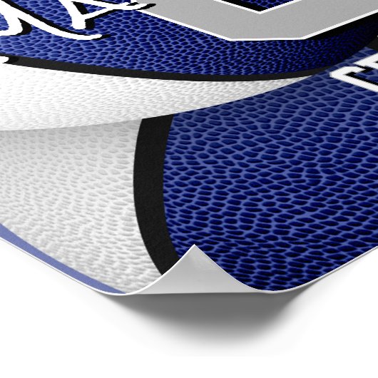 Blauw Grijs Basketbal Team Kleuren Team Foto Poster (Hoek)