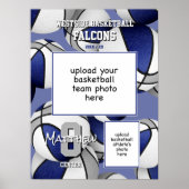 Blauw Grijs Basketbal Team Kleuren Team Foto Poster (Voorkant)