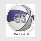 Blauw grijs basketbal team partij gunsten sticker (Vel)