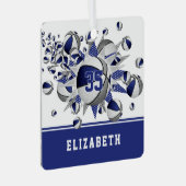 Blauw grijs basketballen sterren gepersonaliseerd metalen ornament (Voorkant Rechts)