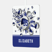 Blauw grijs basketballen sterren gepersonaliseerd metalen ornament (Voorkant links)