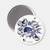 Blauw grijs basketballen sterren kopen 1 of kopen  magneet (Voorkant / Achterkant)