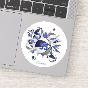 blauw grijs basketballen sterren meisjes jersey nu sticker