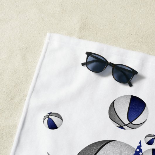 blauw grijs basketballen sterren meisjes monogram strandlaken (In situ)