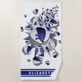 blauw grijs basketballen sterren meisjes monogram strandlaken (Voorkant)