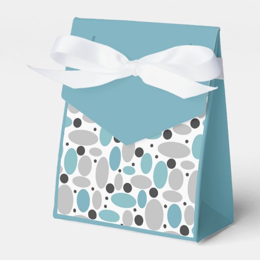 Blauw Grijs Bean Polka Dot Retro Patroon Home Deco Bedankdoosjes (Voorkant Zijde)