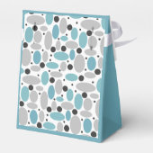 Blauw Grijs Bean Polka Dot Retro Patroon Home Deco Bedankdoosjes (Achterkant)