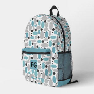 Blauw Grijs Bean Polka Dot Retro Patroon Home Deco Bedrukte Rugzak