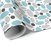 Blauw Grijs Bean Polka Dot Retro Patroon Home Deco Cadeaupapier (Rol Hoek)