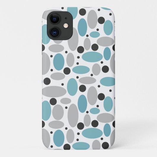 Blauw Grijs Bean Polka Dot Retro Patroon Home Deco Case-Mate iPhone Case (Achterkant)