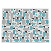 Blauw Grijs Bean Polka Dot Retro Patroon Home Deco Groot Cadeauzakje (Voorkant)