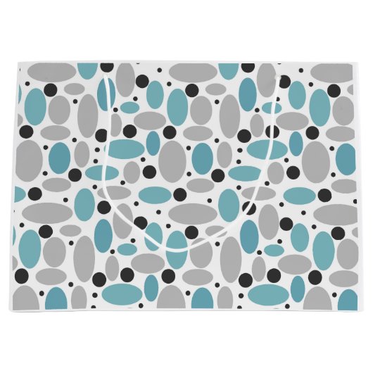 Blauw Grijs Bean Polka Dot Retro Patroon Home Deco Groot Cadeauzakje (Voorkant)