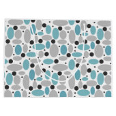 Blauw Grijs Bean Polka Dot Retro Patroon Home Deco Groot Cadeauzakje (Achterkant)