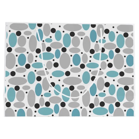 Blauw Grijs Bean Polka Dot Retro Patroon Home Deco Groot Cadeauzakje (Achterkant)