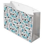 Blauw Grijs Bean Polka Dot Retro Patroon Home Deco Groot Cadeauzakje (Achterkant Gekanteld)