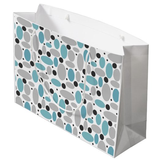 Blauw Grijs Bean Polka Dot Retro Patroon Home Deco Groot Cadeauzakje (Achterkant Gekanteld)